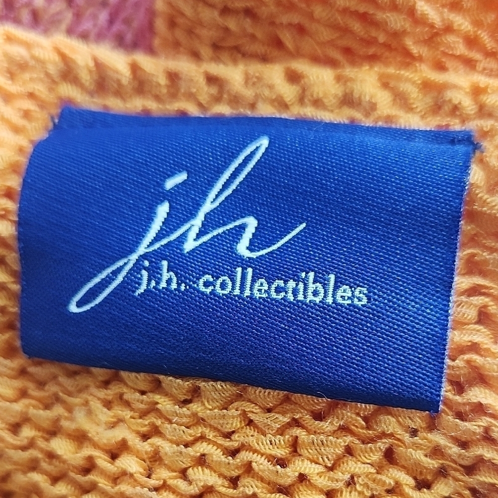 JH Collectibles Vintage Knit Sweater Top Size M | Pink Orange Floral Abstract - Picture 7 of 9